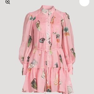 ALEMAIS Cleo Smock Mini Dress Pink Woven Designer